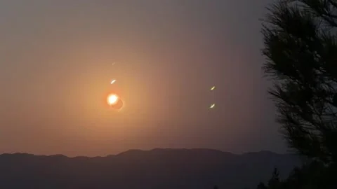 Timelapse of the total solar eclipse observed in Spain on August 12, 2026, showi Stock Footage 343087329