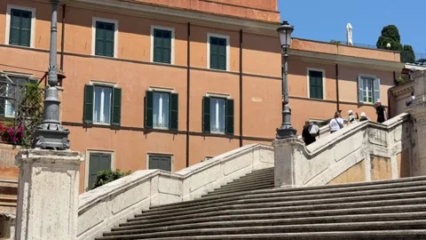 Timelapse of Tourists Walking Up and Down the Spanish Steps Stock Footage 337248036