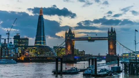 Timelapse of tower bridge at night Stock Footage 221490085