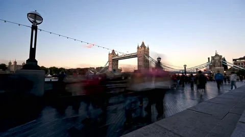 TIMELAPSE of Tower Bridge. Queue to see The Queen Stock Footage 212593992