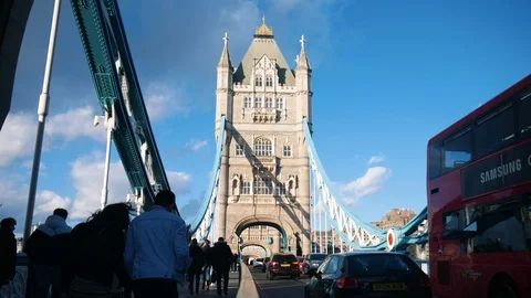 Timelapse Tower Bridge Tourism Stock Footage 104642636