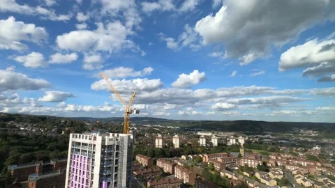 Timelapse of Tower Crane in action Sheffield South Yorkshire England Stock Footage 171593267