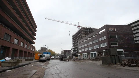 Timelapse tower crane Stock Footage 161842195