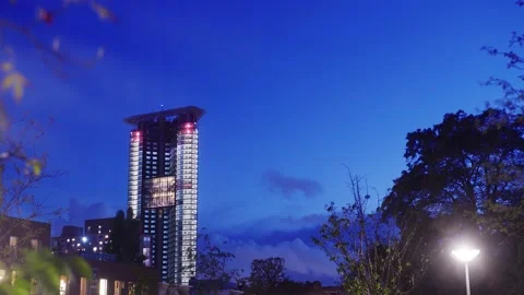 Timelapse of the Tower of The Hague from sunset to evening. Stock Footage 239826446