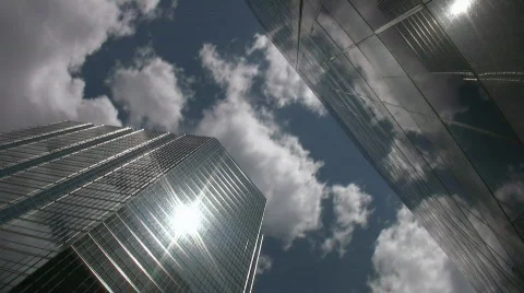 Timelapse towers. Sun and cloud reflections. Video stock 473688