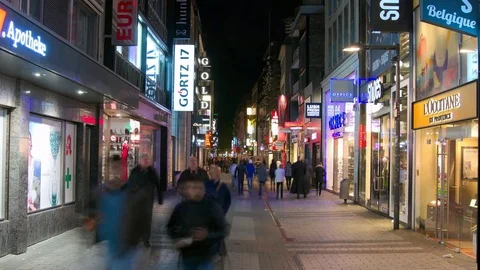 Timelapse of town centre of Cologne, Germany at night *editorial only* Stock Footage 72845766