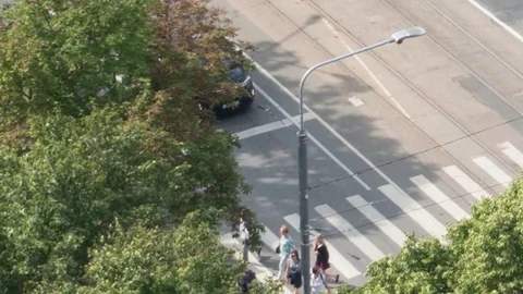 Timelapse tracking shot of a lady walking through the center of Tallinn Stock Footage 81182437
