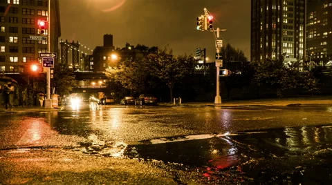 Timelapse of the traffic and Manhattan Bridge in Brooklyn, NYC, USA Stock Footage