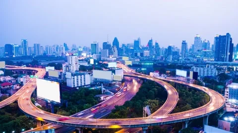 Timelapse of traffic from day-time to night-time Stock Footage 54091500