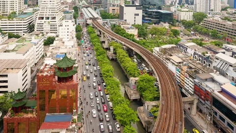 Timelapse traffic during rush hour in business area at Bangkok Stock Footage 95198041