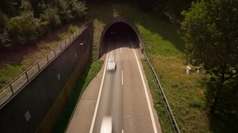 Timelapse, traffic at german freeway tunnel, 4K, 25 fps Stock Footage 40705778