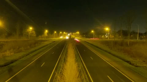 Timelapse of traffic on a highway during the night Stock Footage 168349059