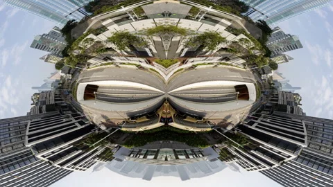 Timelapse of traffic in hong kong made into abstract tiny planet pattern Stock Footage 308973630