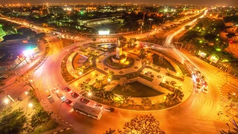 Timelapse of traffic at Independence Square Luanda, Angola Stock-Footage 247354466