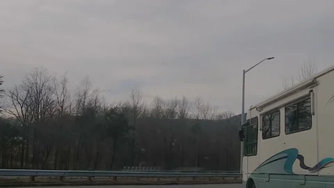 Timelapse of traffic on interstate 26 in South Carolina rest stop with RV Stock Footage 149579416