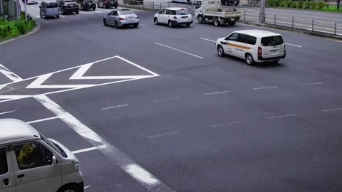 A timelapse of traffic jam at the city crossing in Higashiginza Tokyo panning Stock Footage 314241796