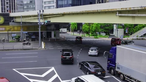 A timelapse of traffic jam at the city crossing in Higashiginza Tokyo Stock Footage 314241894