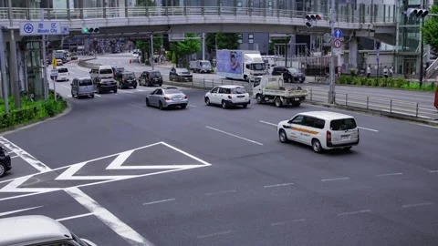 A timelapse of traffic jam at the city crossing in Higashiginza Tokyo zoom Stock Footage 314242244