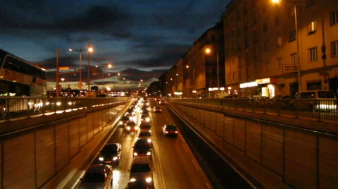 Timelapse Traffic Jam at Sunset Stock-Footage 1066927