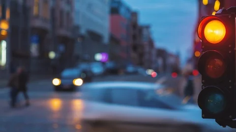 Timelapse of a traffic light at the crossroads Stock Footage 118818033