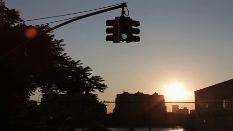Timelapse of traffic lights during sunset Stock Footage 120074792