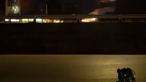 Timelapse of traffic at night on the highway Stock Footage 285699304