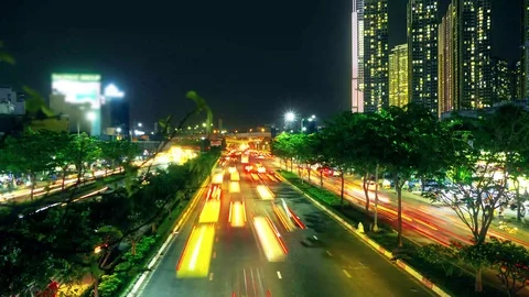 Timelapse Traffic at night in Ho Chi Minh City Stock Footage 101267908