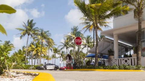 Timelapse of traffic on Ocean Drive and 13 Street, South Beach, Miami, Florida, Stock Footage 82943968