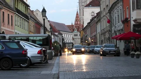 Timelapse of traffic passing by in the Castle District in Budapest Stock Footage 45974622