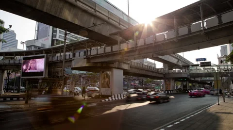 Timelapse of Traffic at Pathumwan Intersection Stock Footage 48133632