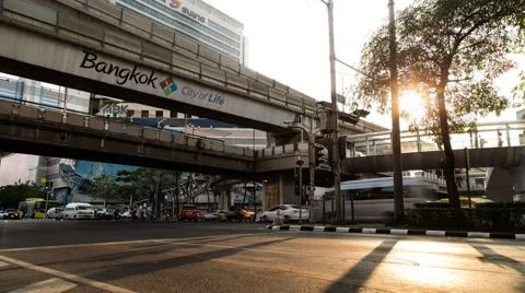 Timelapse of Traffic at Pathumwan Intersection Stock Footage 48133856