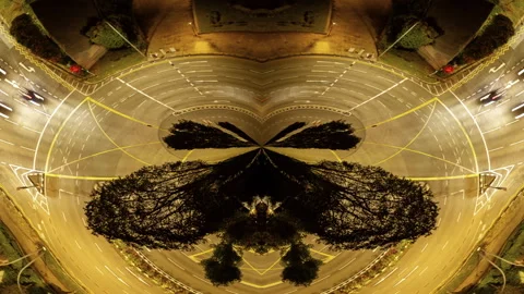 Timelapse of traffic in singapore made into abstract tiny planet pattern Stock Footage 308978342