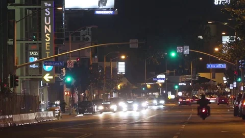 Timelapse of traffic on sunset blvd los angeles at night Stock Footage 84166004