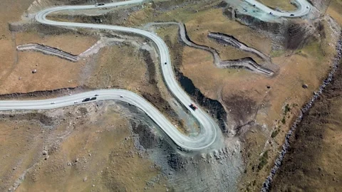 Timelapse of Traffic on the Too-Ashuu Pass Hairpin Road, Kyrgyzstan Stock Footage 340922004