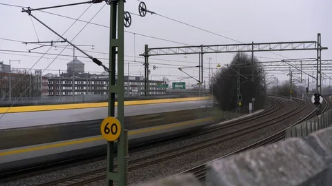 Timelapse of train passing at high speed. 4K. Vídeos de archivo 74171000