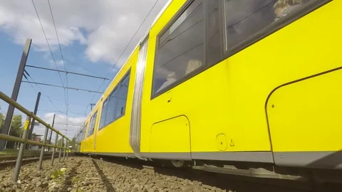 TimeLapse Tram Station 02 - With movement Zoom In Stock Footage 77779639