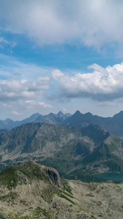 Timelapse of Tranquil Tatra Mountains and Lakeside Stock Footage 309656137