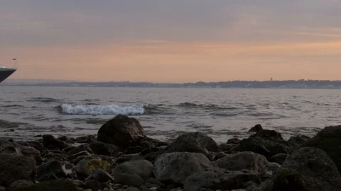 Timelapse of transatlantic cruise ship in River Tagus, Lisbon - Portugal Stock Footage 122222250