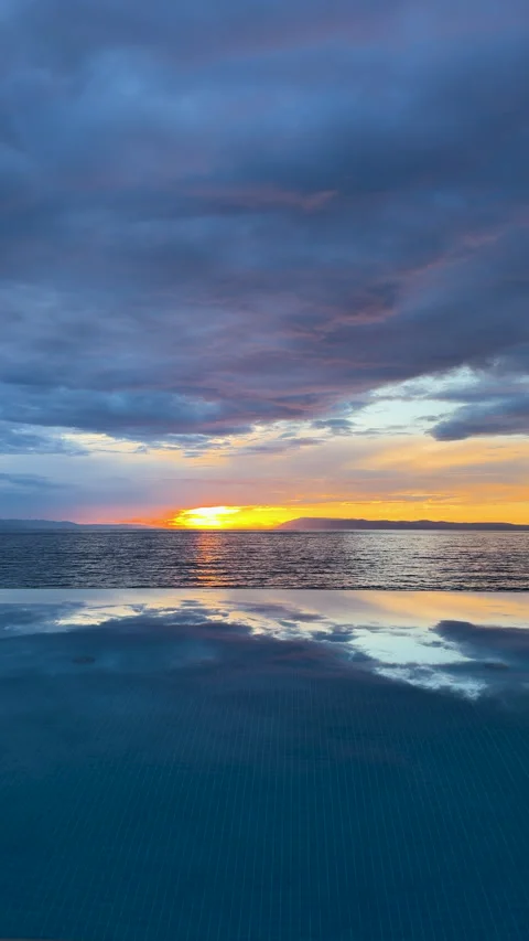 Timelapse Transition from Blue Sky to Dramatic Fiery Sunset Stock Footage 348530741
