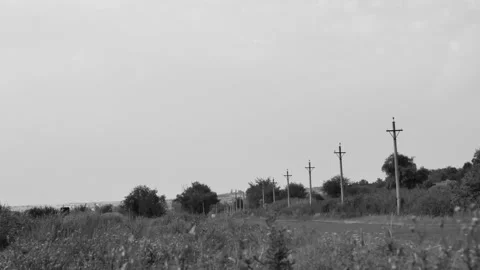 Timelapse of transport traffic on the old soviet road in black and white 스톡 동영상 202054155