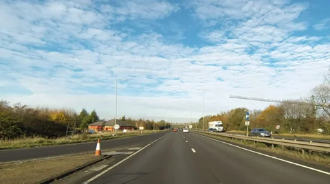 Timelapse travel on the A14 dual carriageway road in England UK Stock Footage
