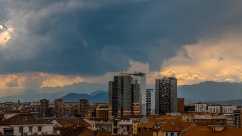 Timelapse in Turin with storm Video stock 89131082
