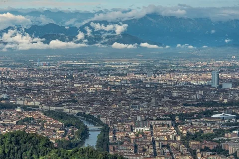 Timelapse of Turin from Superga Stock Footage