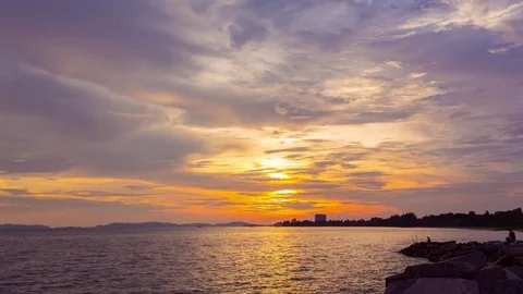 Timelapse twilight sky at sea Stock Footage 80866883