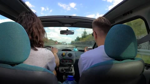 Timelapse of two guys driving a cabriolet car on autobahn. Stock Footage 145964157