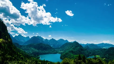 Timelapse: Two mountain lakes in the Alps Stock Footage 77643498