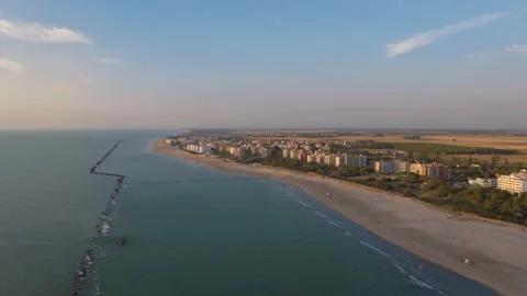 Timelapse of typical adriatic beach with umbrellas and gazebos, background Stock Footage 207752081