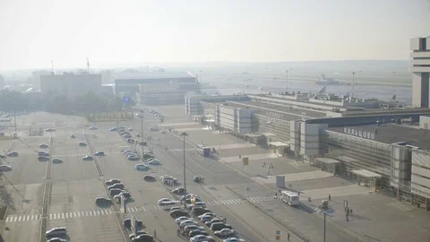 A timelapse of a typical Russian airport Stock Footage 73684933