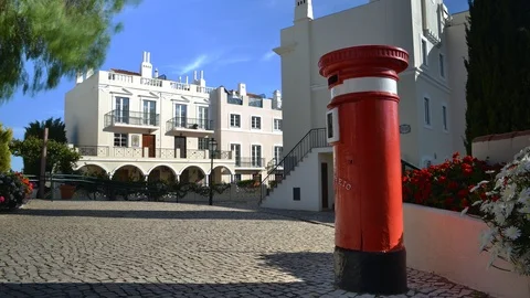 Timelapse of UK red letter pillbox bollard in Portugal Stock Footage 90530651