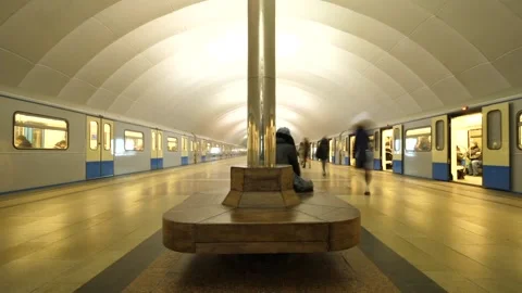 Timelapse of Underground Metro Station Stock Footage 157033465